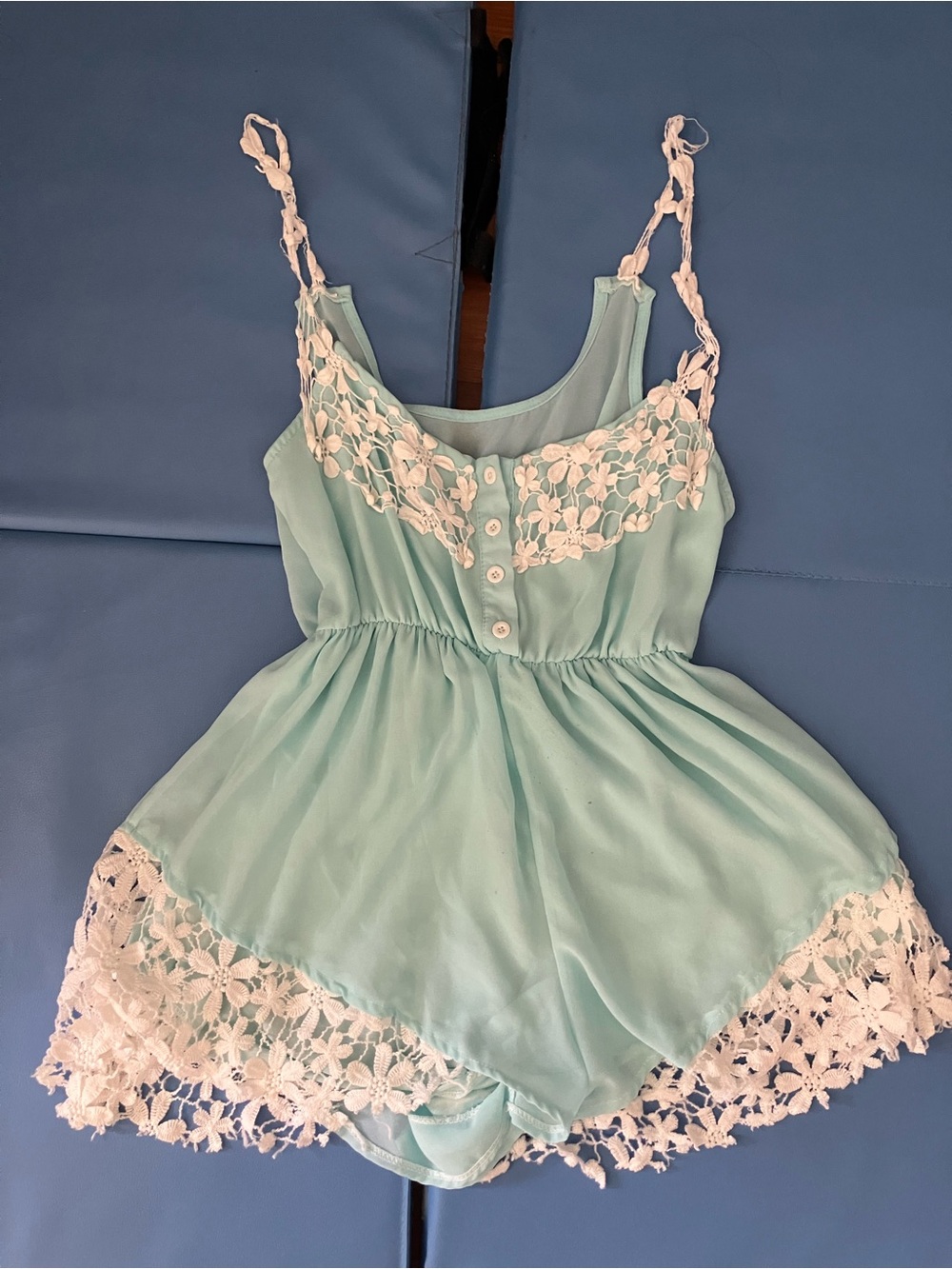 Blue Crochet Lace Romper